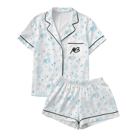 Women's White MB Pajama Top & Shorts Bundle