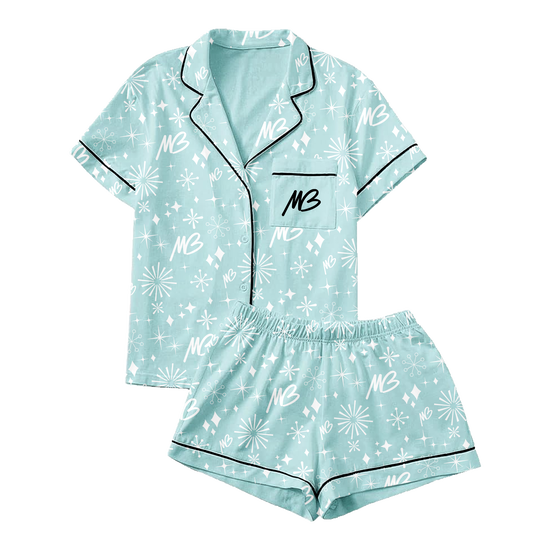 Women's Blue MB Pajama Top & Shorts Bundle
