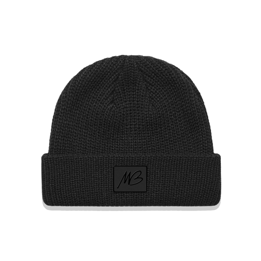 Initials Patch Black Beanie