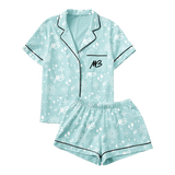 Women's Blue MB Pajama Top & Shorts Bundle