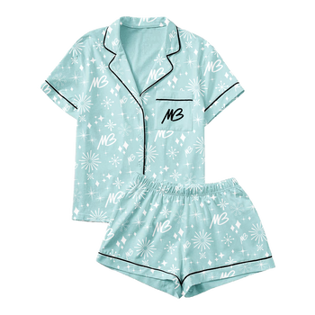 Women's Blue MB Pajama Top & Shorts Bundle