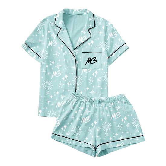 Women's Blue MB Pajama Top & Shorts Bundle