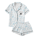 Women's White MB Pajama Top & Shorts Bundle