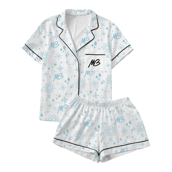 Women's White MB Pajama Top & Shorts Bundle