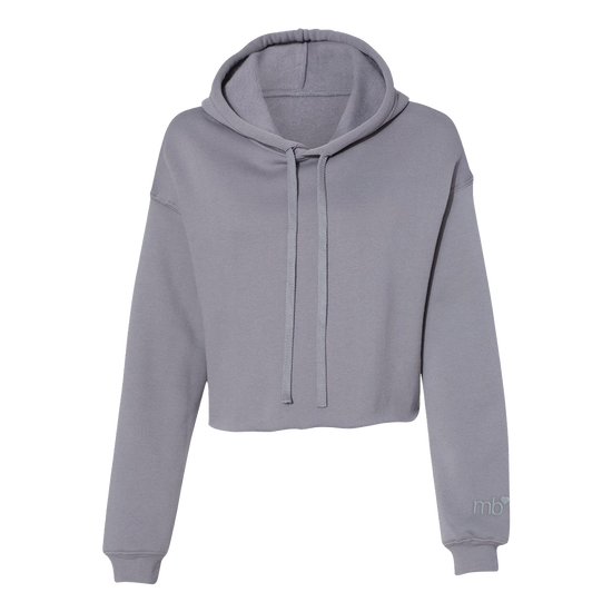 MB Heart Logo Embroidered Cropped Gray Hoodie