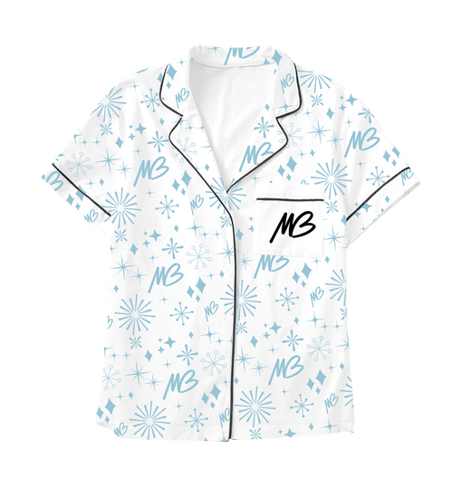Women's White MB Pajama Top & Shorts Bundle